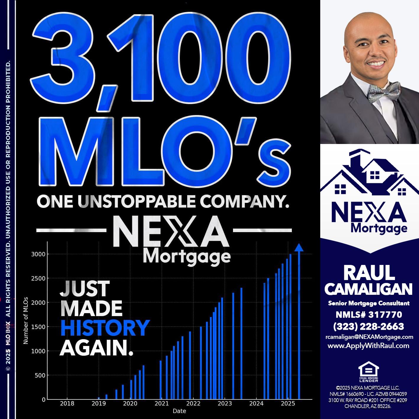 3,100 MLO´s - Raul Camaligan -National Director of Recrutiing/Senior Mortgage Consultant
