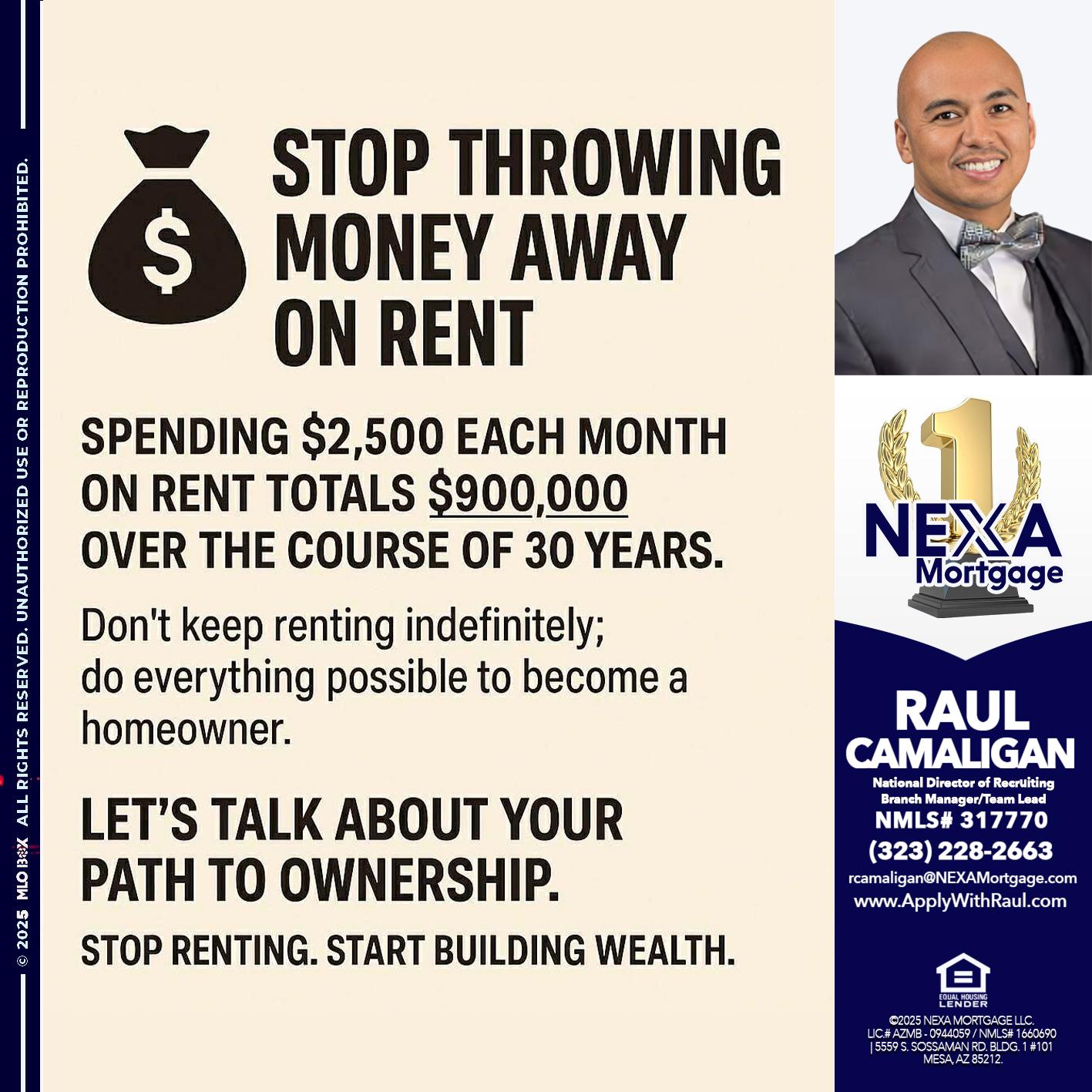 STOP THROWING - Raul Camaligan -National Director of Recrutiing/Senior Mortgage Consultant