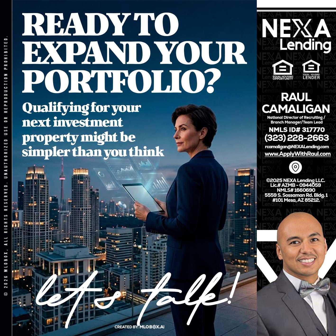 READY TO EXPAND - Raul Camaligan -National Director of Recruiting/Senior Mortgage Consultant