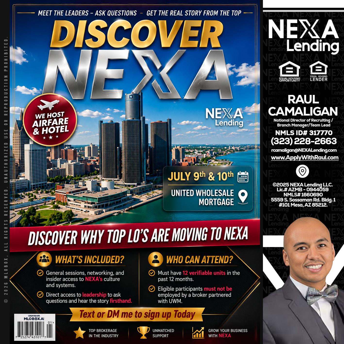DISCOVER NEXA - Raul Camaligan -National Director of Recruiting/Senior Mortgage Consultant