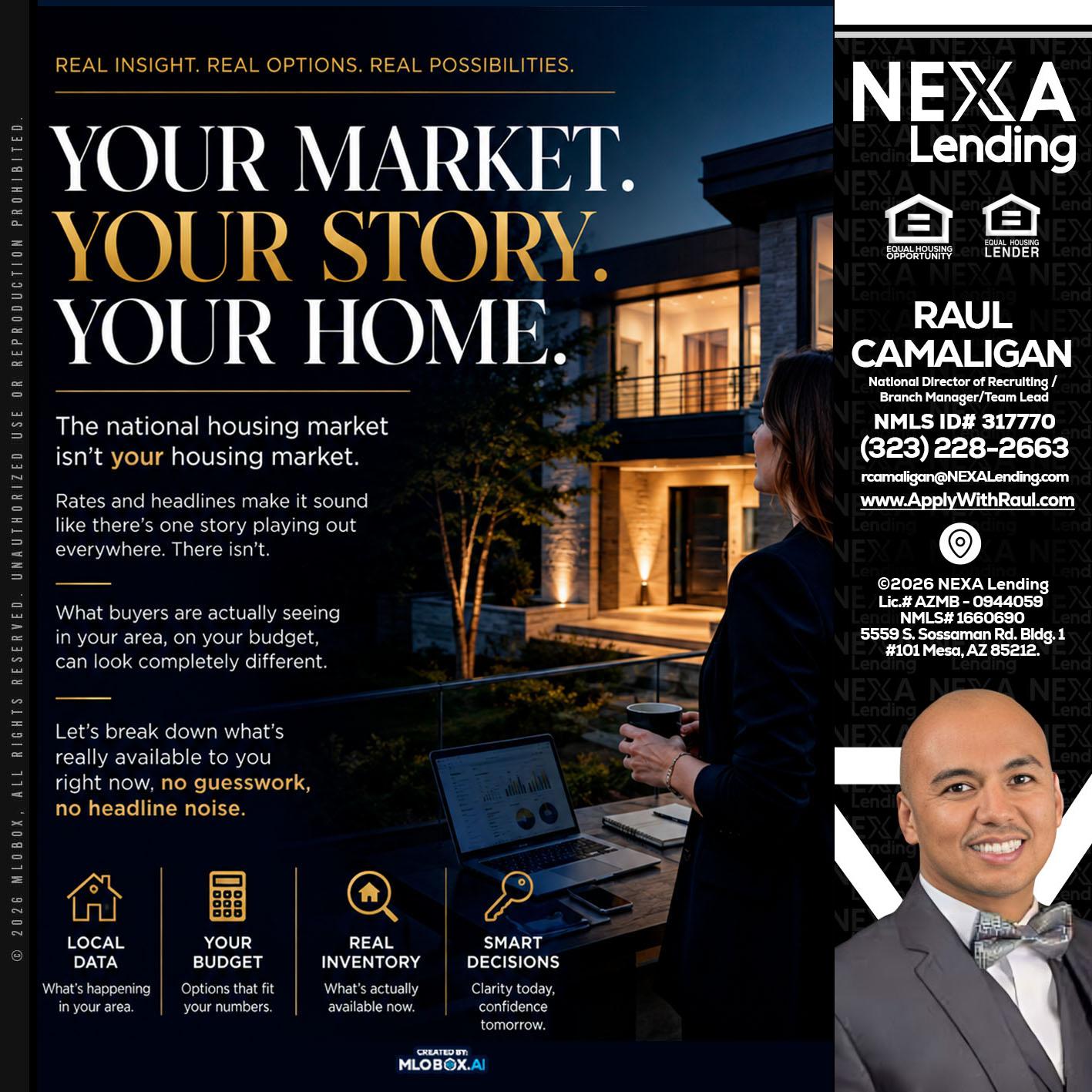 your market - Raul Camaligan -National Director of Recruiting/Senior Mortgage Consultant