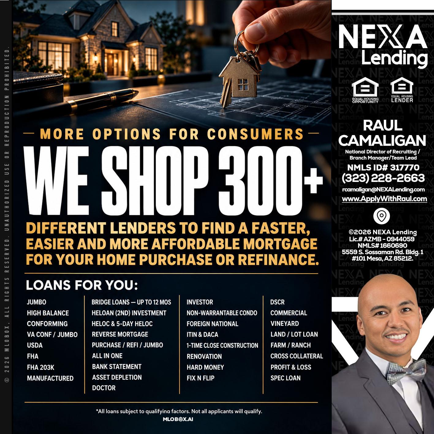 WE SHOP 300+ - Raul Camaligan -National Director of Recruiting/Senior Mortgage Consultant