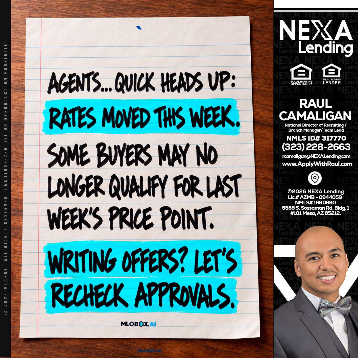 AGENTS - Raul Camaligan -National Director of Recruiting/Senior Mortgage Consultant