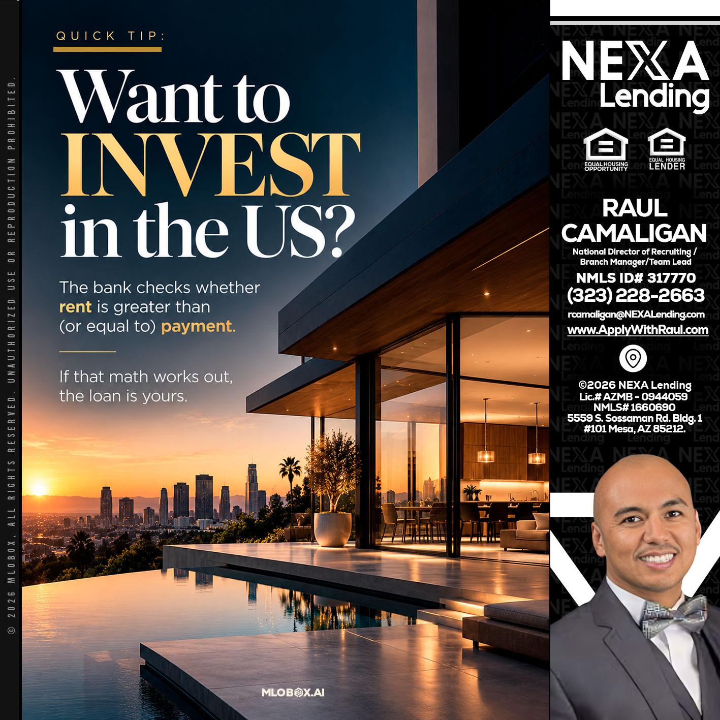 QUICK TIP - Raul Camaligan -National Director of Recruiting/Senior Mortgage Consultant