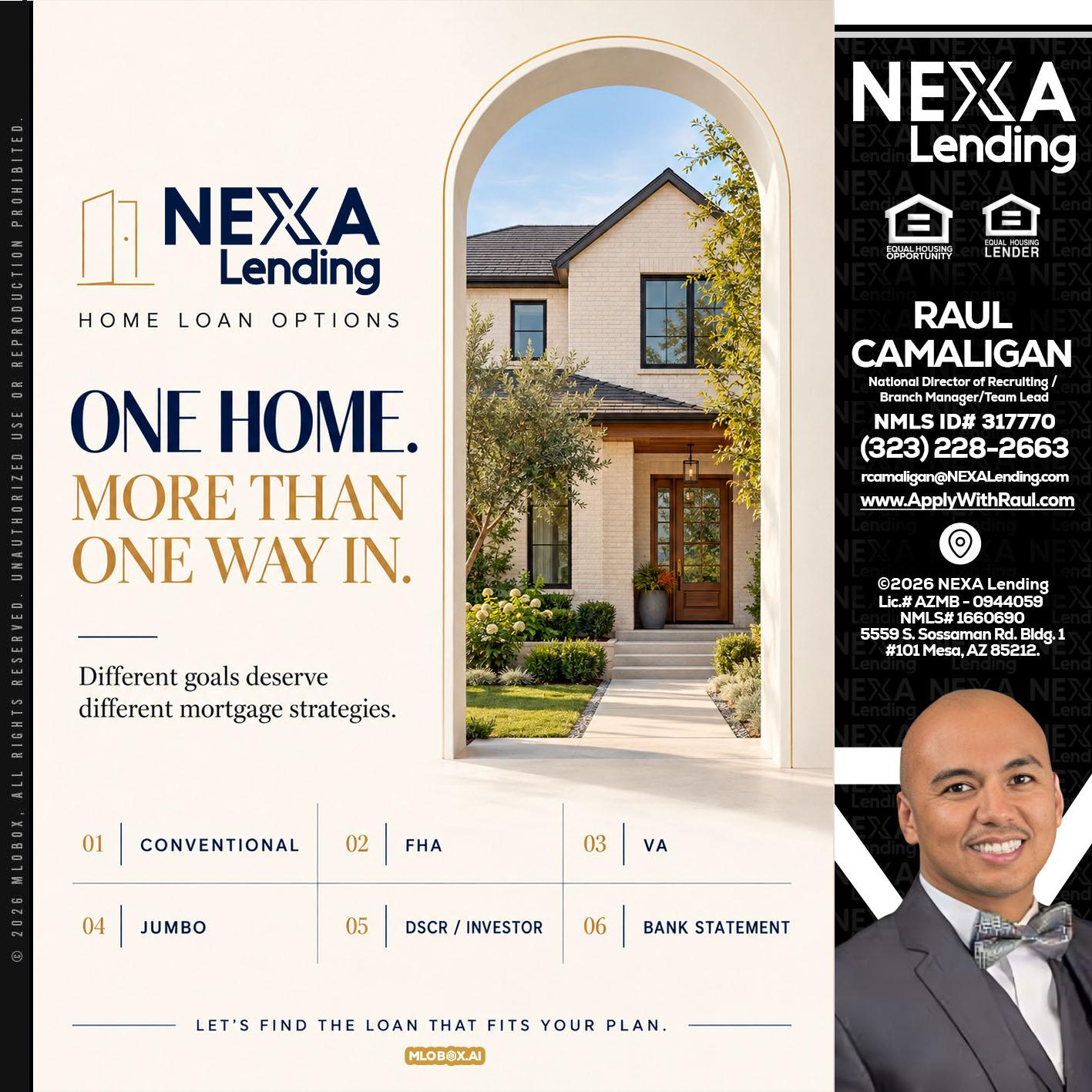 ONE HOME - Raul Camaligan -National Director of Recruiting/Senior Mortgage Consultant